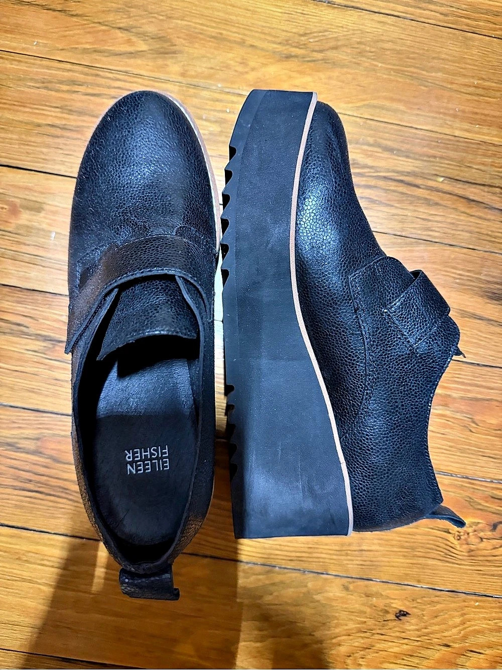 Eileen Fisher Zola Wedge Oxford Black Shoes